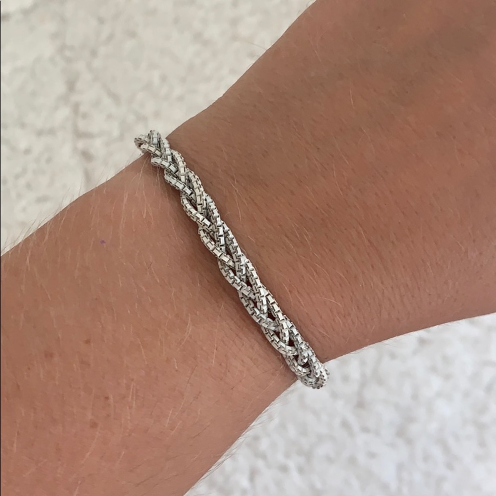 Silver braided metal bracelet